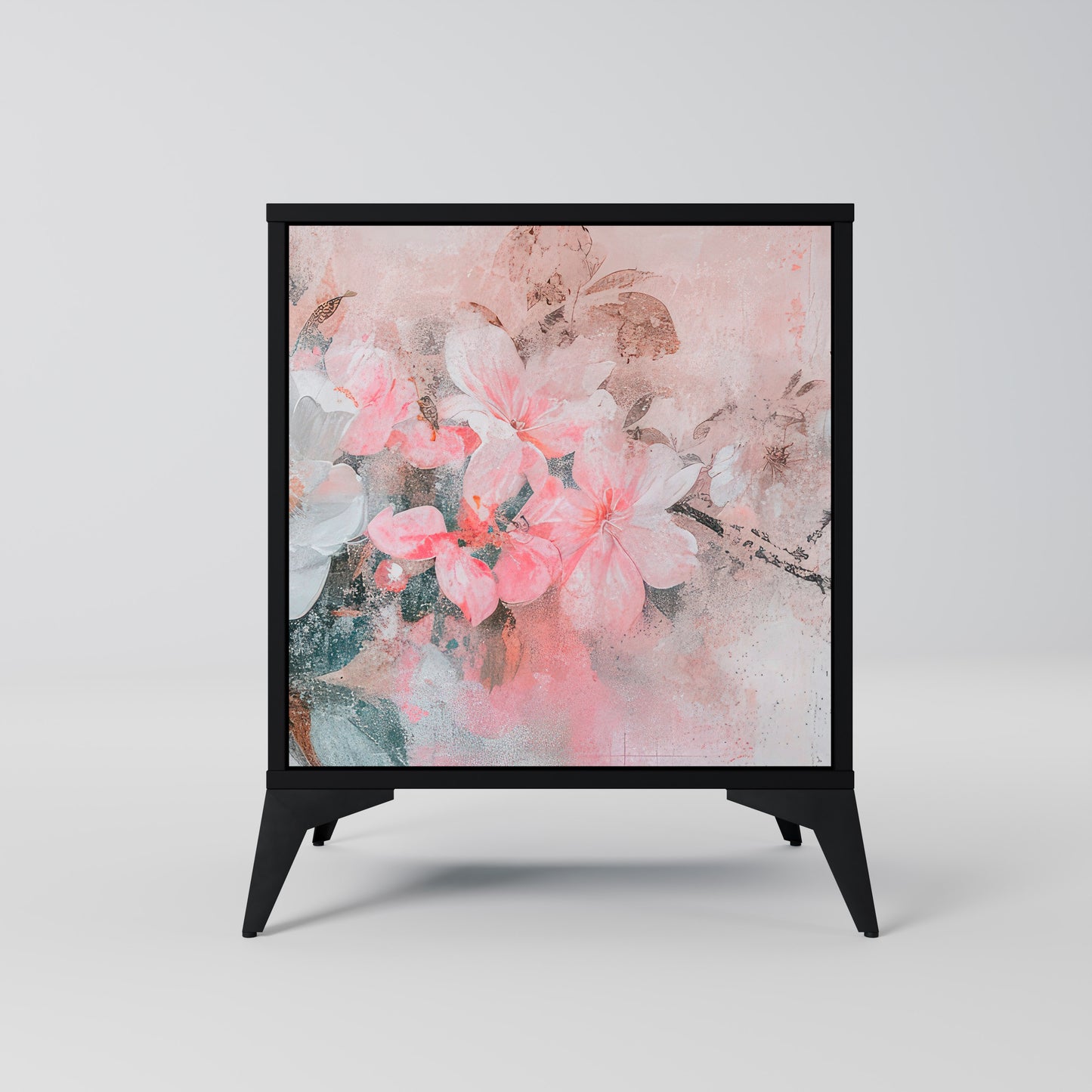 CHERRY BLOSSOM 1-Door Sideboard in Black Finish