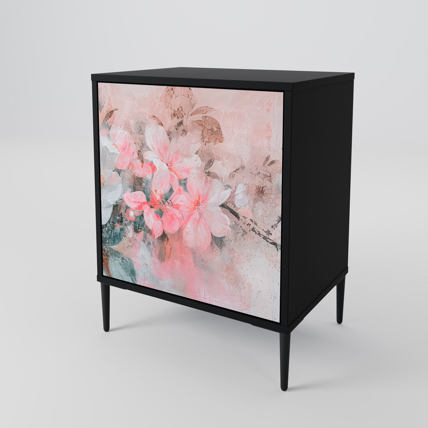CHERRY BLOSSOM 1-Door Sideboard in Black Finish