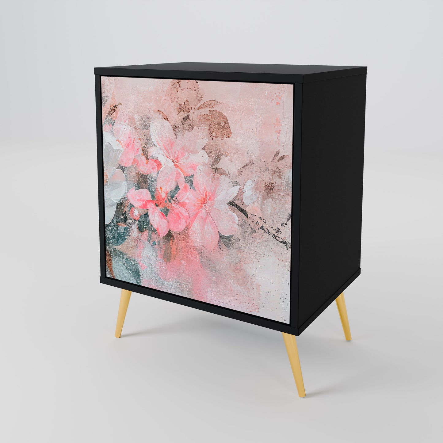 CHERRY BLOSSOM 1-Door Sideboard in Black Finish