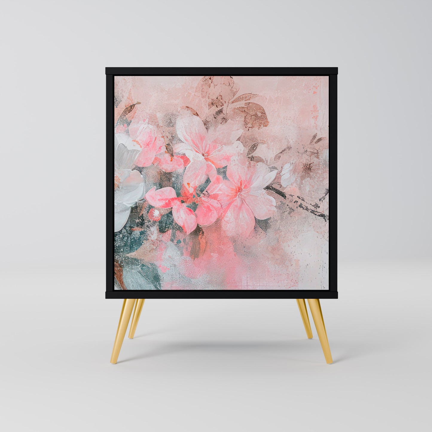 CHERRY BLOSSOM 1-Door Sideboard in Black Finish