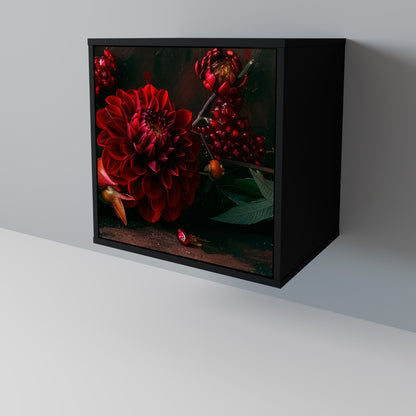 DAHLIAS AND POMEGRANATES 1-Door Sideboard in Black Finish