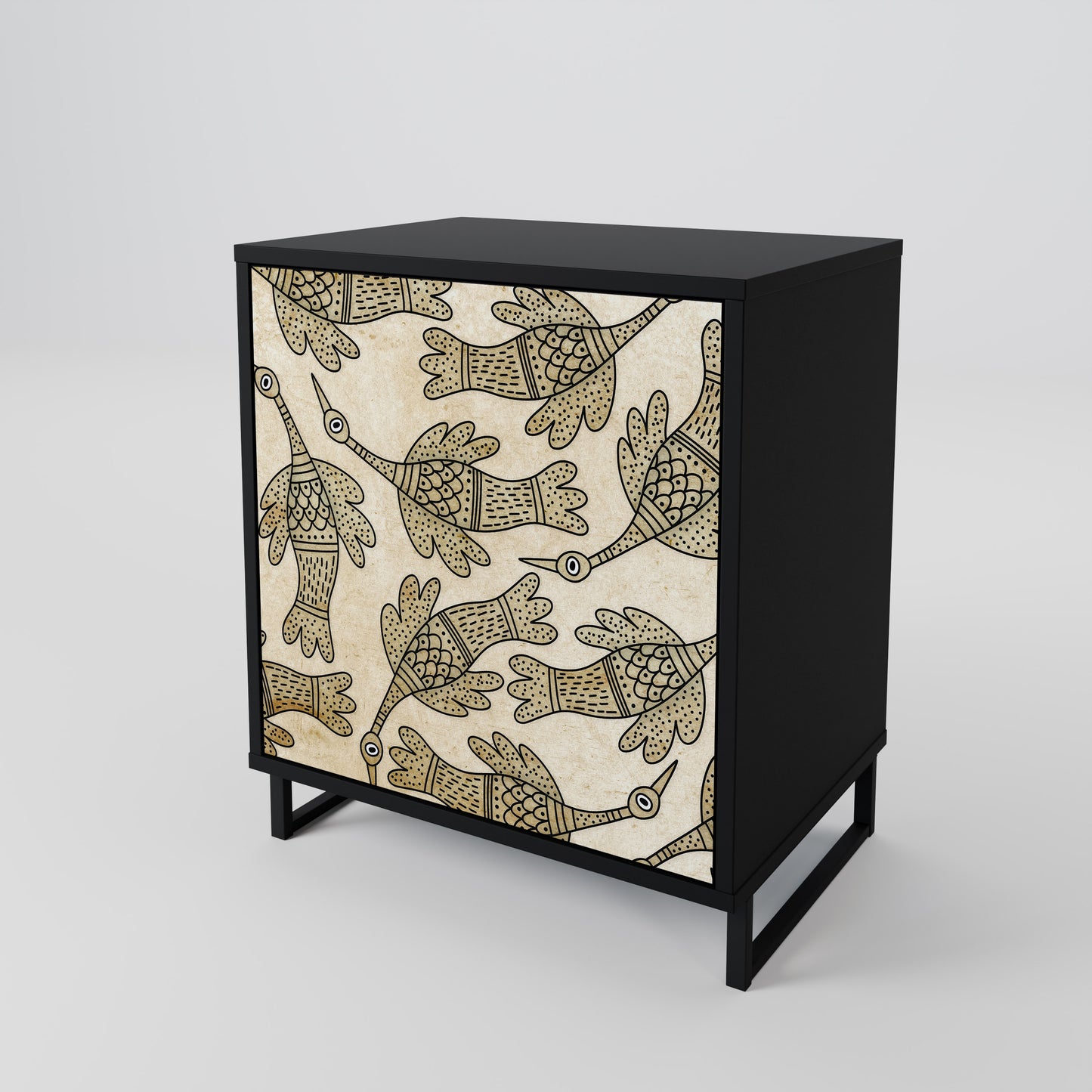 ALMONDINE SONGBIRD 1-Door Sideboard in Black Finish