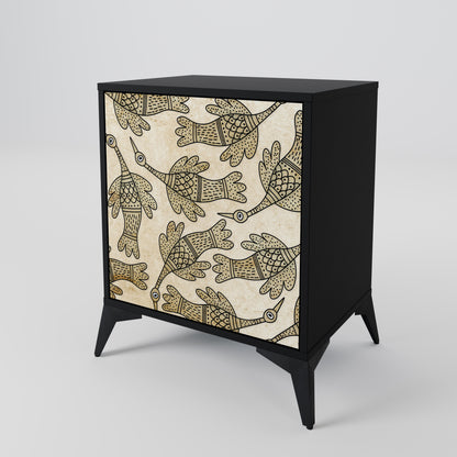ALMONDINE SONGBIRD 1-Door Sideboard in Black Finish