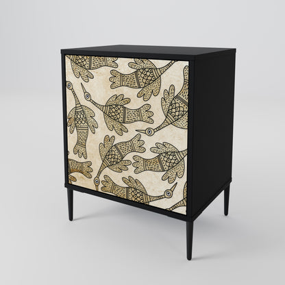 ALMONDINE SONGBIRD 1-Door Sideboard in Black Finish