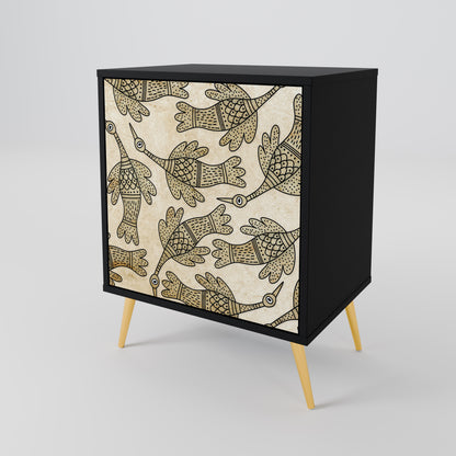 ALMONDINE SONGBIRD 1-Door Sideboard in Black Finish