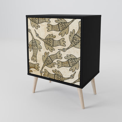 ALMONDINE SONGBIRD 1-Door Sideboard in Black Finish