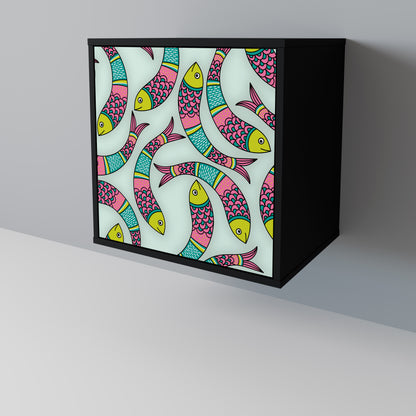 Credenza INDIAN FISH a 1 anta con finitura nera