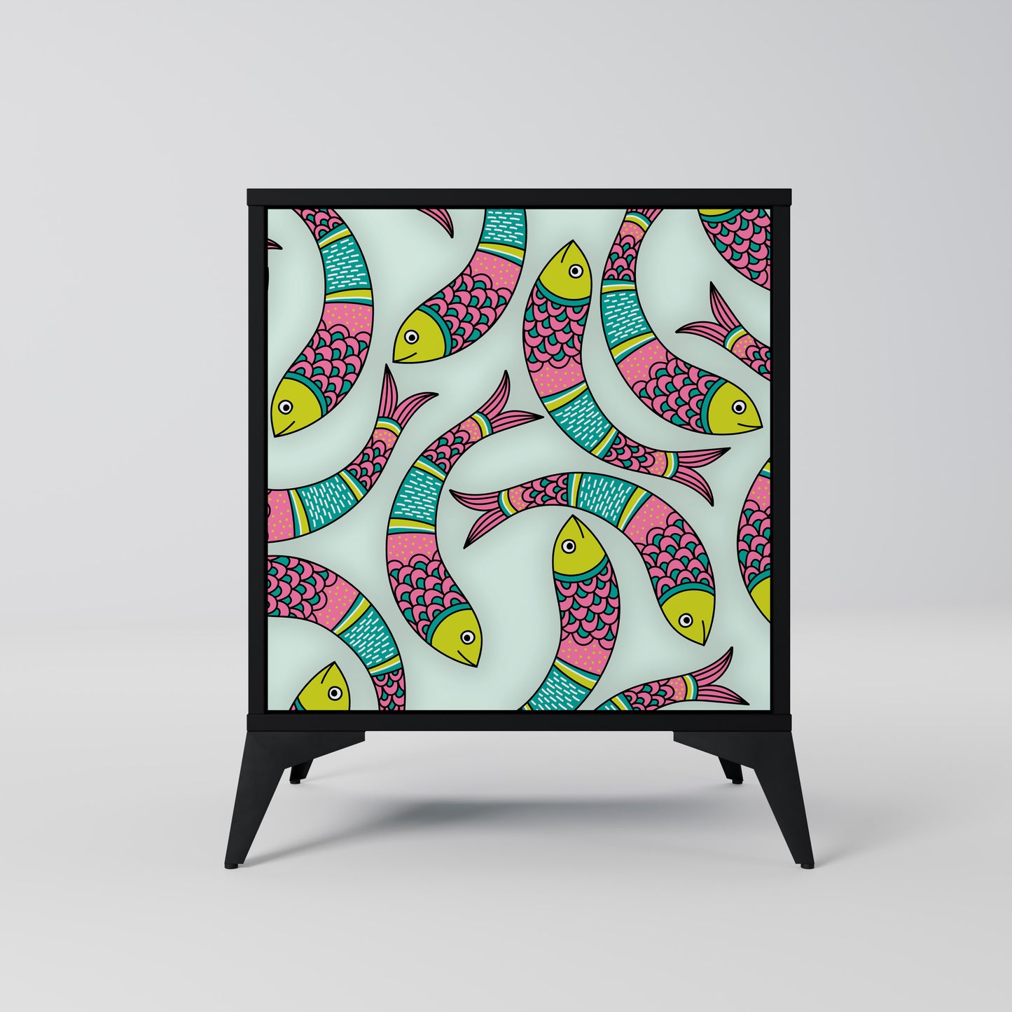 Credenza INDIAN FISH a 1 anta con finitura nera