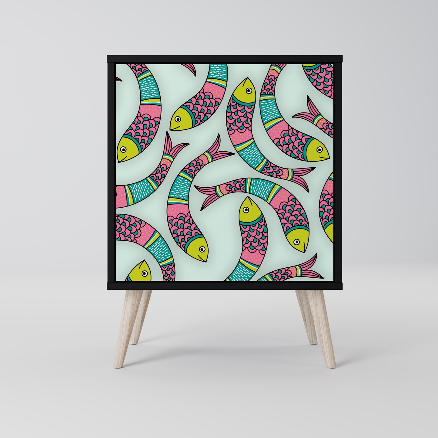 Credenza INDIAN FISH a 1 anta con finitura nera