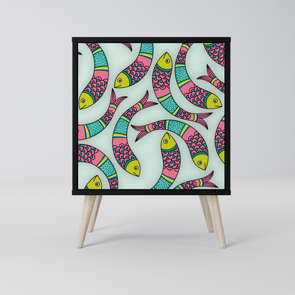 Credenza INDIAN FISH a 1 anta con finitura nera