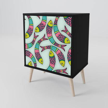 Credenza INDIAN FISH a 1 anta con finitura nera