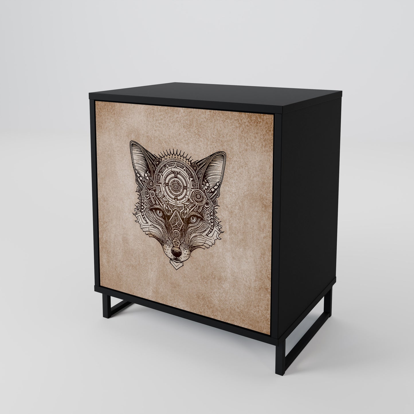 Credenza a 1 anta STEAMPUNK CLAN con finitura nera