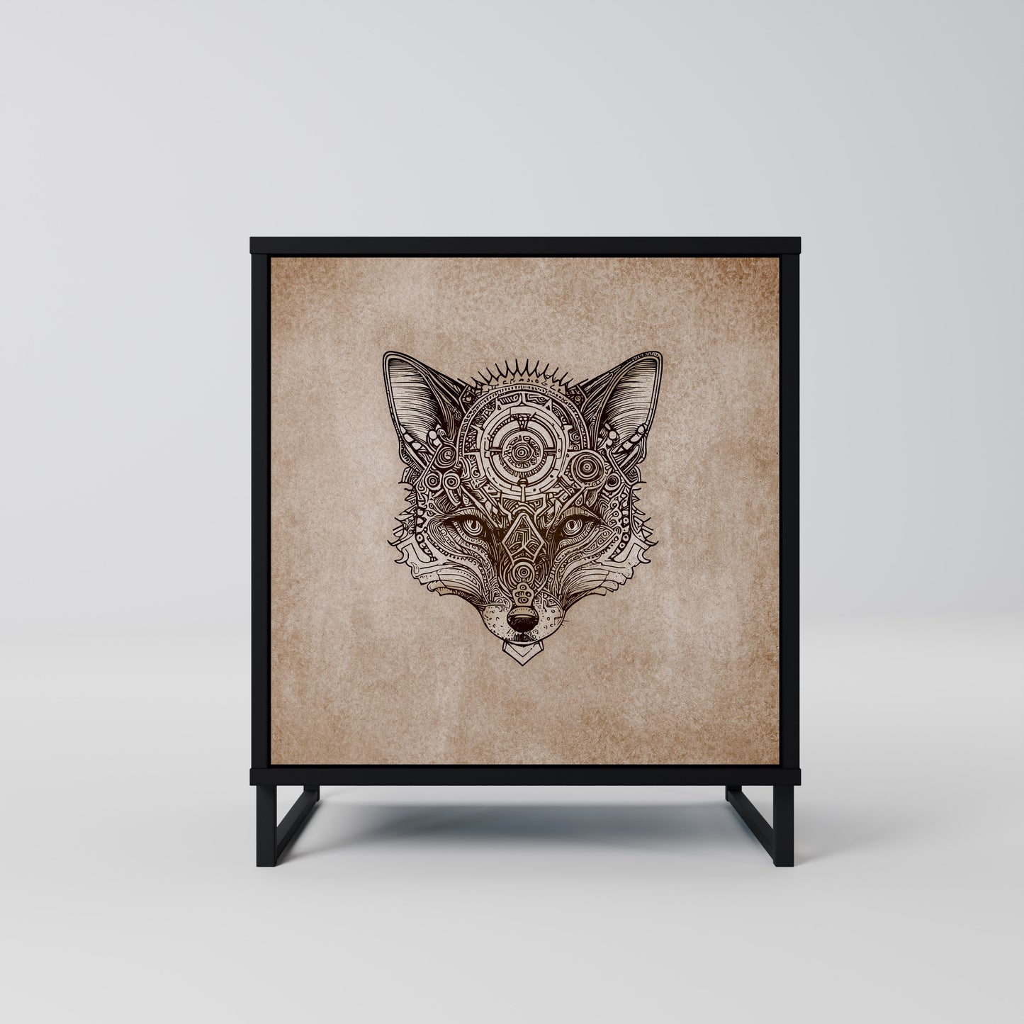 STEAMPUNK CLAN 1-Door Sideboard in Black Finish
