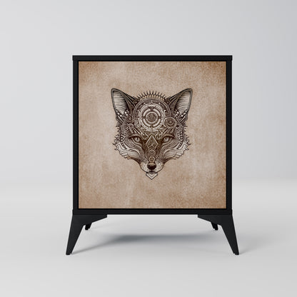 STEAMPUNK CLAN 1-Door Sideboard in Black Finish