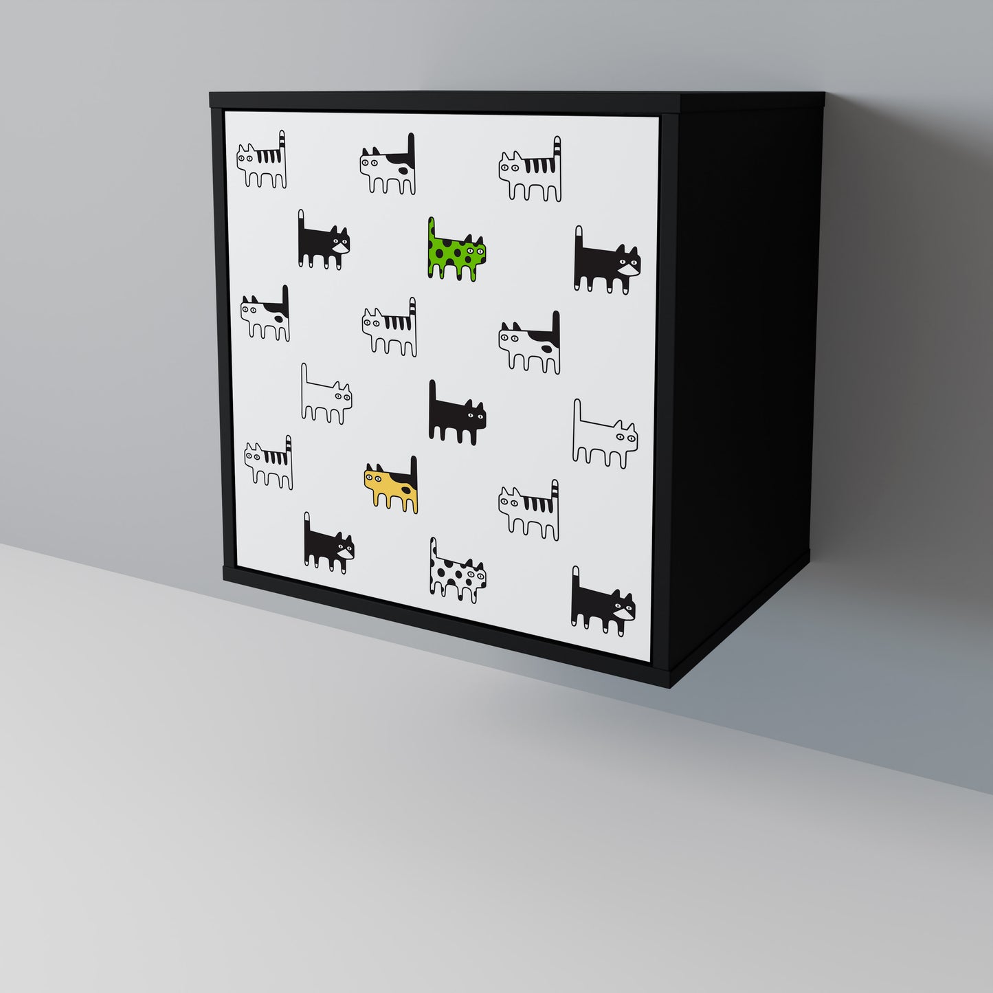 CATS COMPILATION Credenza a 1 anta con finitura nera