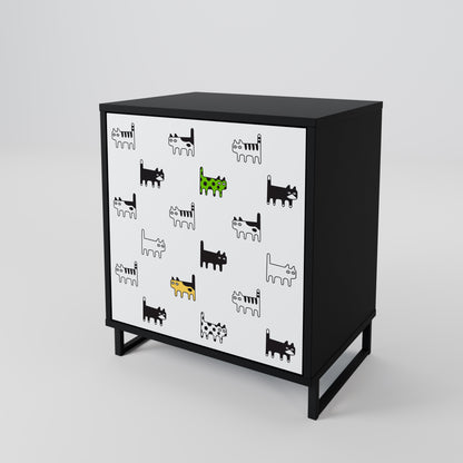 CATS COMPILATION Credenza a 1 anta con finitura nera
