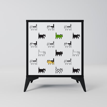 CATS COMPILATION Credenza a 1 anta con finitura nera