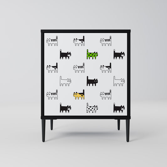 CATS COMPILATION Credenza a 1 anta con finitura nera