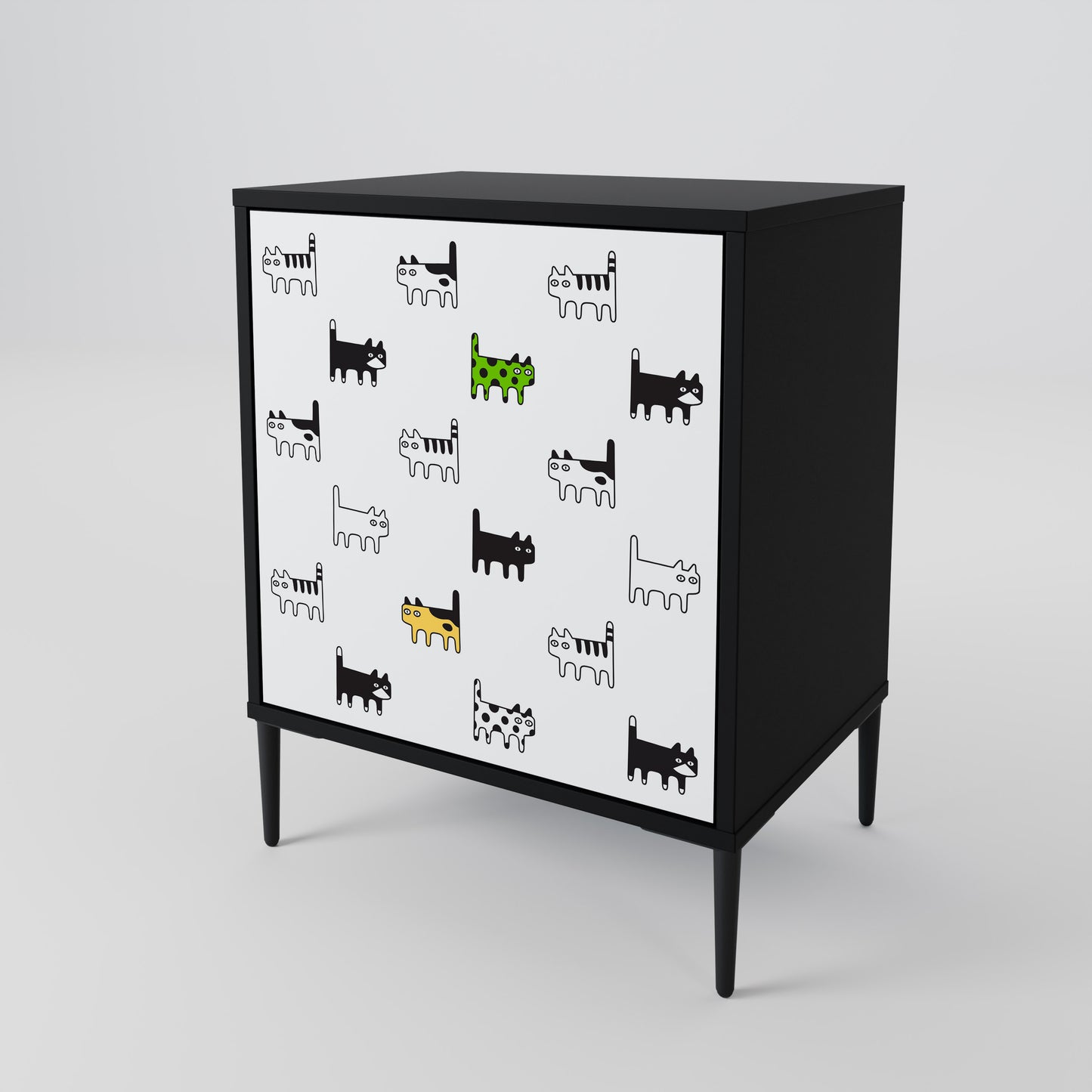 CATS COMPILATION Credenza a 1 anta con finitura nera