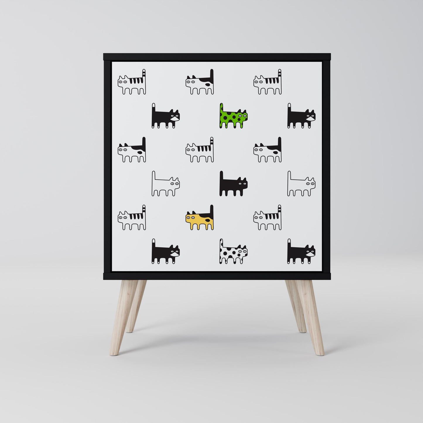 CATS COMPILATION Credenza a 1 anta con finitura nera