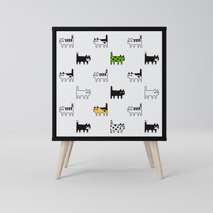 CATS COMPILATION Credenza a 1 anta con finitura nera
