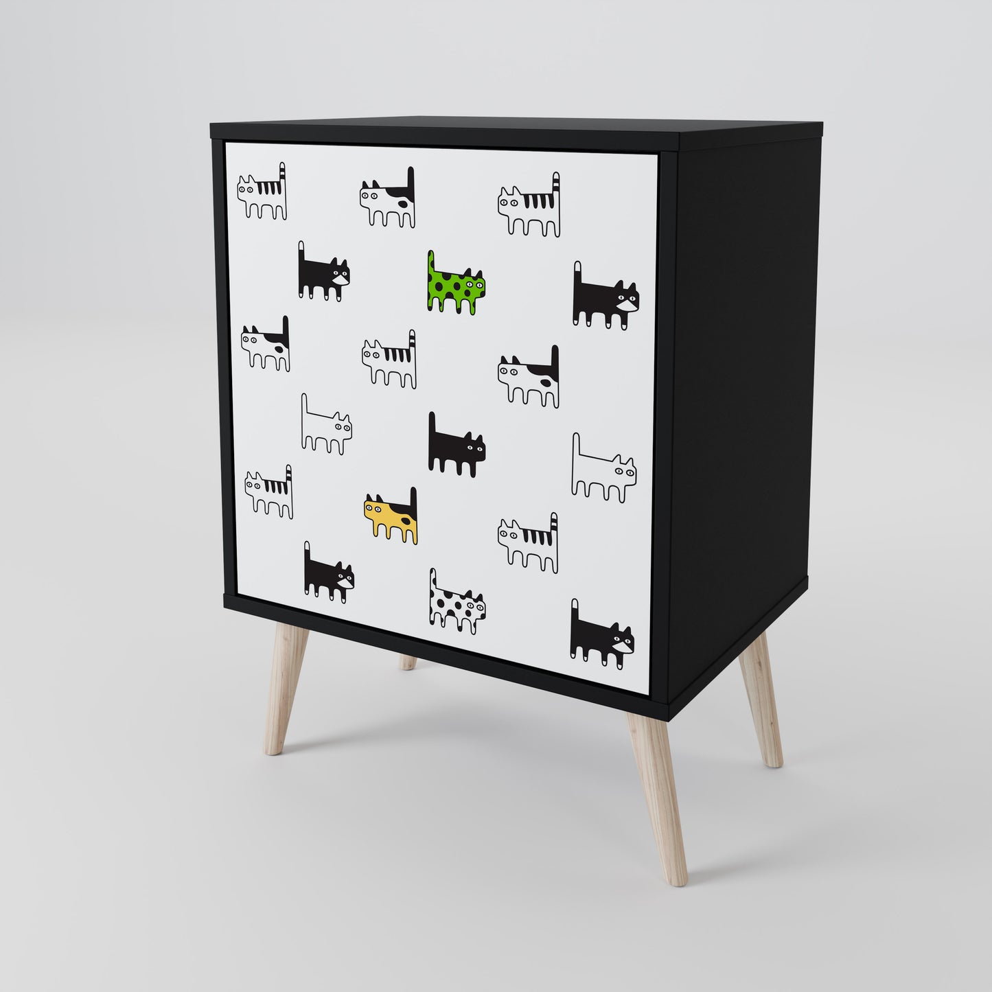 CATS COMPILATION Credenza a 1 anta con finitura nera