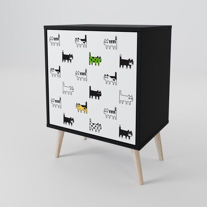 CATS COMPILATION Credenza a 1 anta con finitura nera