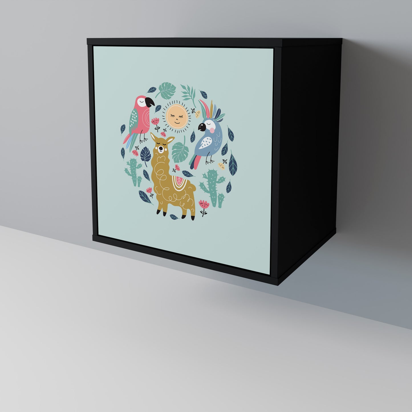 Credenza a 1 anta COLORFUL ALPACAS con finitura nera