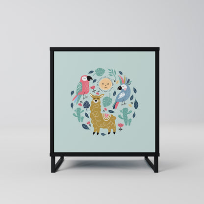 Credenza a 1 anta COLORFUL ALPACAS con finitura nera