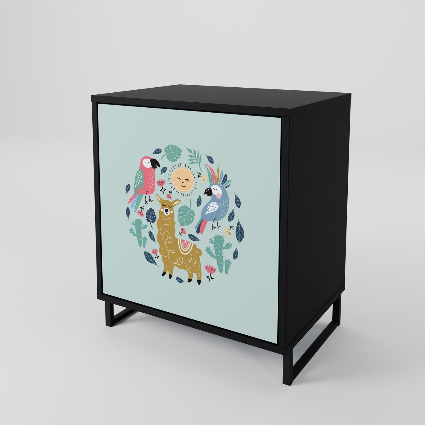 Credenza a 1 anta COLORFUL ALPACAS con finitura nera