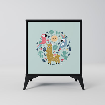 Credenza a 1 anta COLORFUL ALPACAS con finitura nera