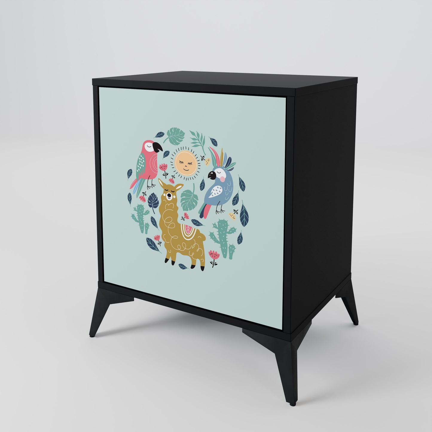 Credenza a 1 anta COLORFUL ALPACAS con finitura nera