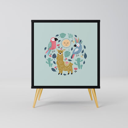 Credenza a 1 anta COLORFUL ALPACAS con finitura nera