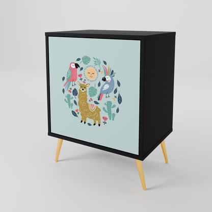 Credenza a 1 anta COLORFUL ALPACAS con finitura nera