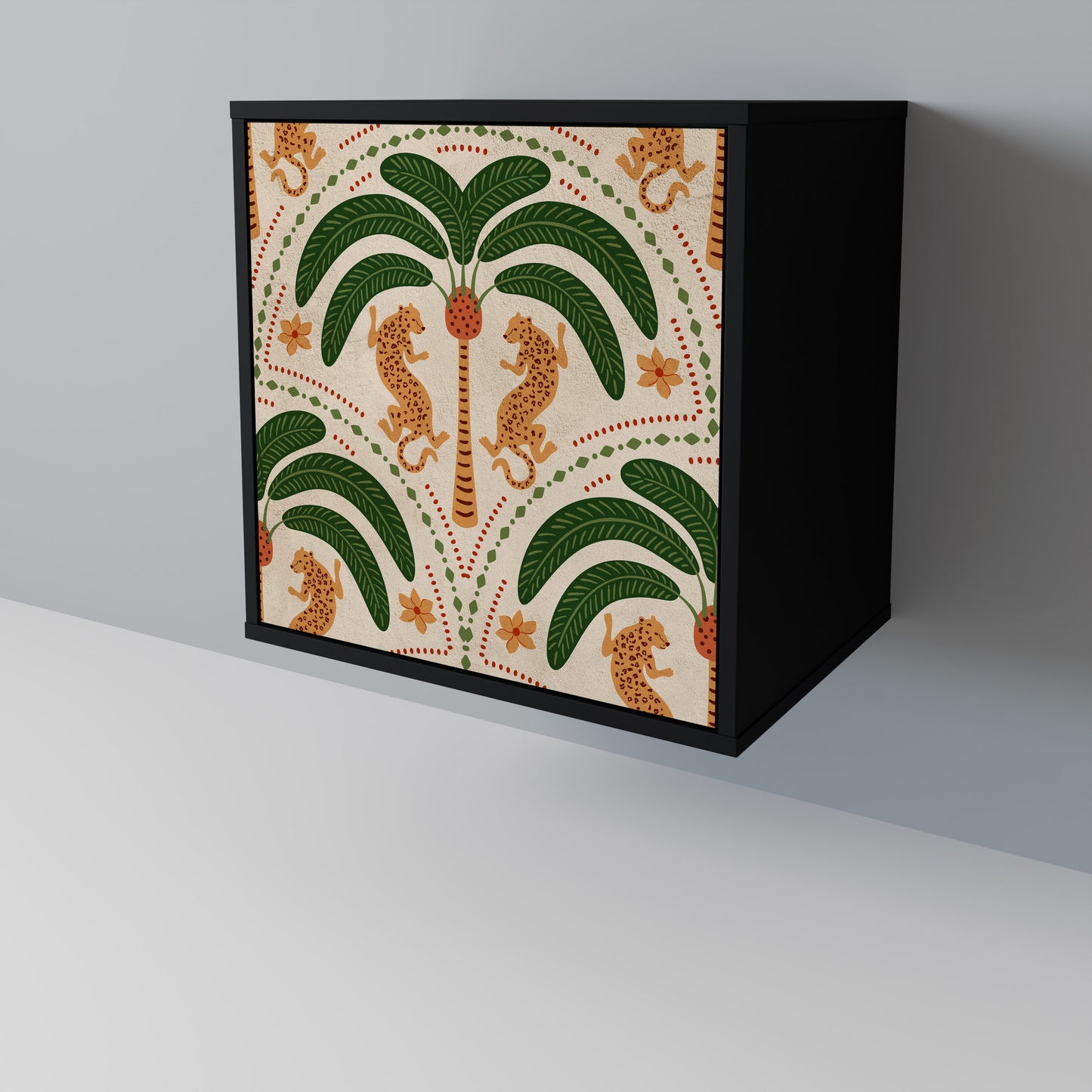 Credenza DANCING PREDATORS a 1 anta con finitura nera