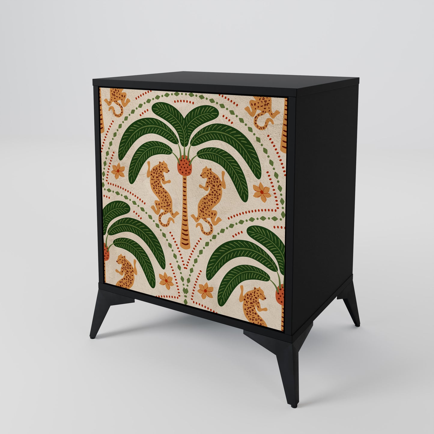 Credenza DANCING PREDATORS a 1 anta con finitura nera