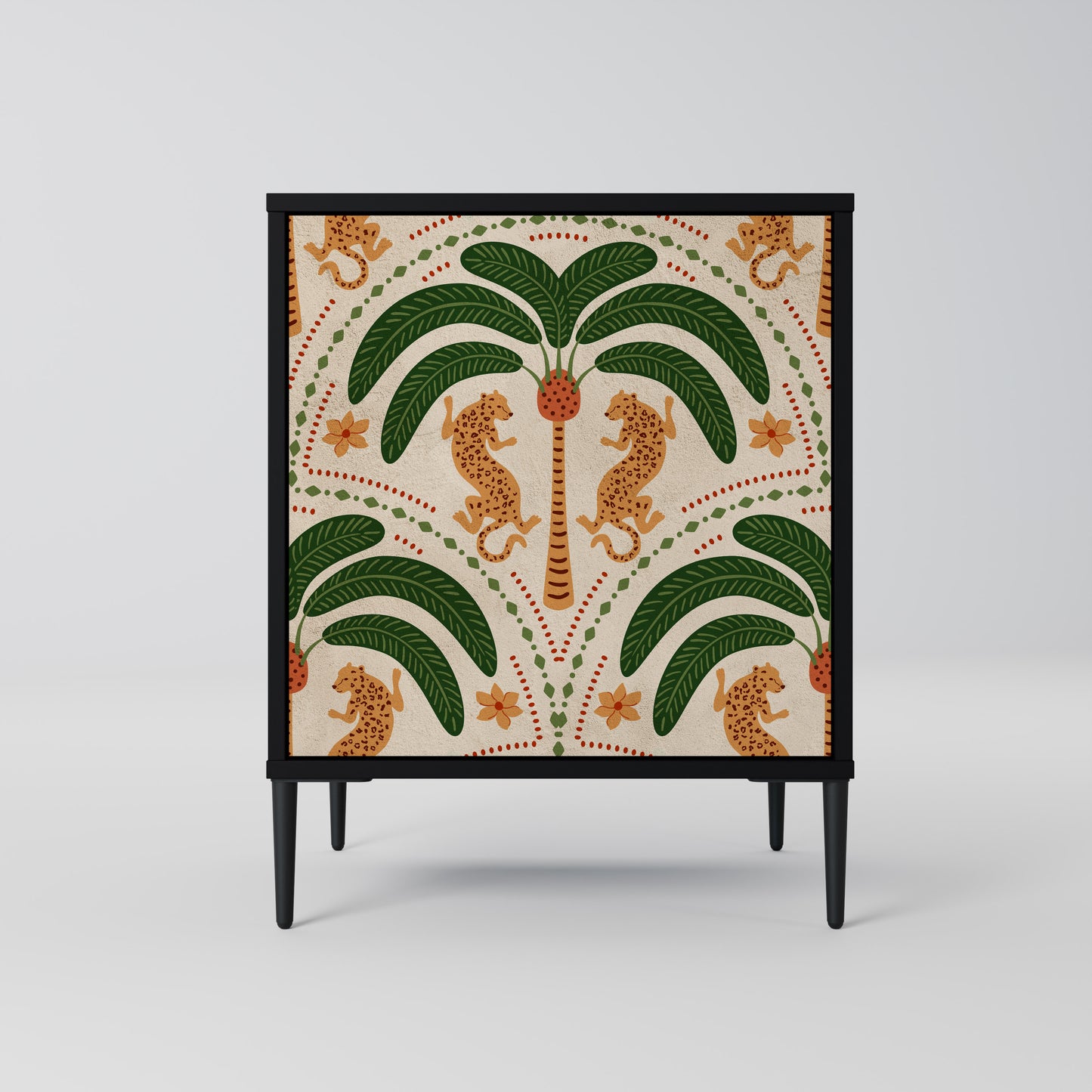 Credenza DANCING PREDATORS a 1 anta con finitura nera