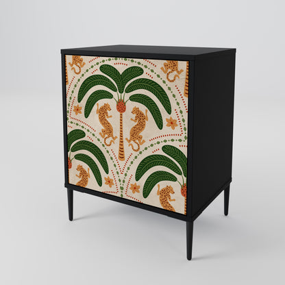 Credenza DANCING PREDATORS a 1 anta con finitura nera