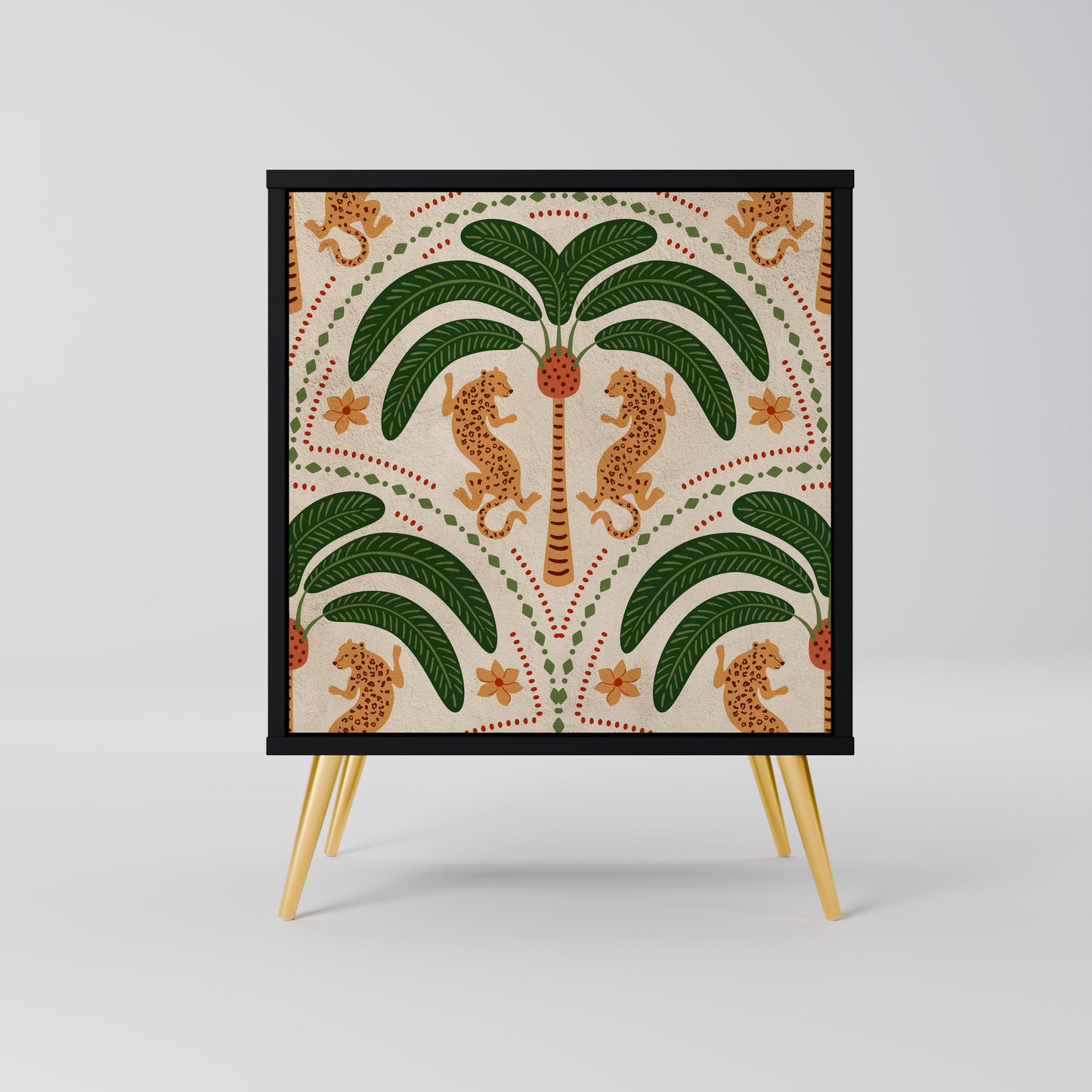 Credenza DANCING PREDATORS a 1 anta con finitura nera