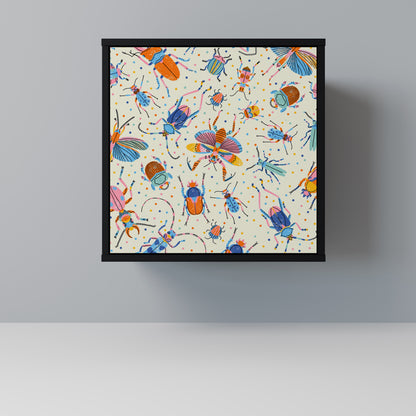 Credenza a 1 anta COLORFUL INSETTI con finitura nera