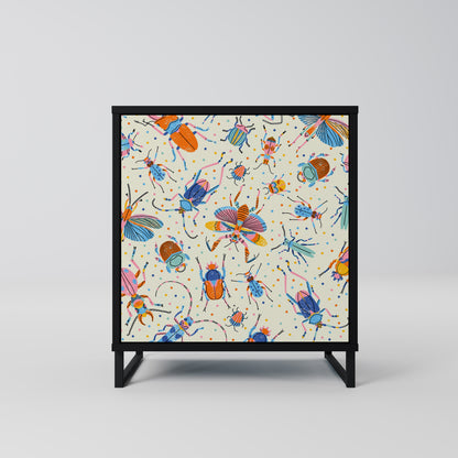 COLORFUL INSECTS 1-Door Sideboard in Black Finish