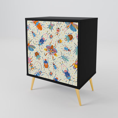 COLORFUL INSECTS 1-Door Sideboard in Black Finish