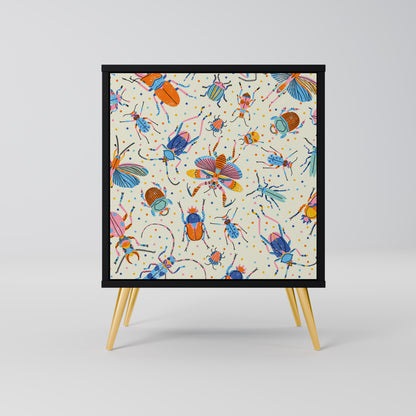 Credenza a 1 anta COLORFUL INSETTI con finitura nera