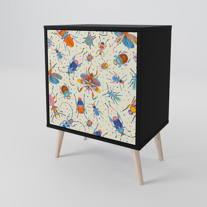 COLORFUL INSECTS 1-Door Sideboard in Black Finish