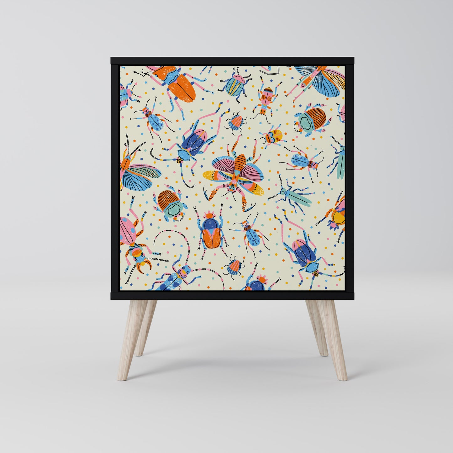 Credenza a 1 anta COLORFUL INSETTI con finitura nera