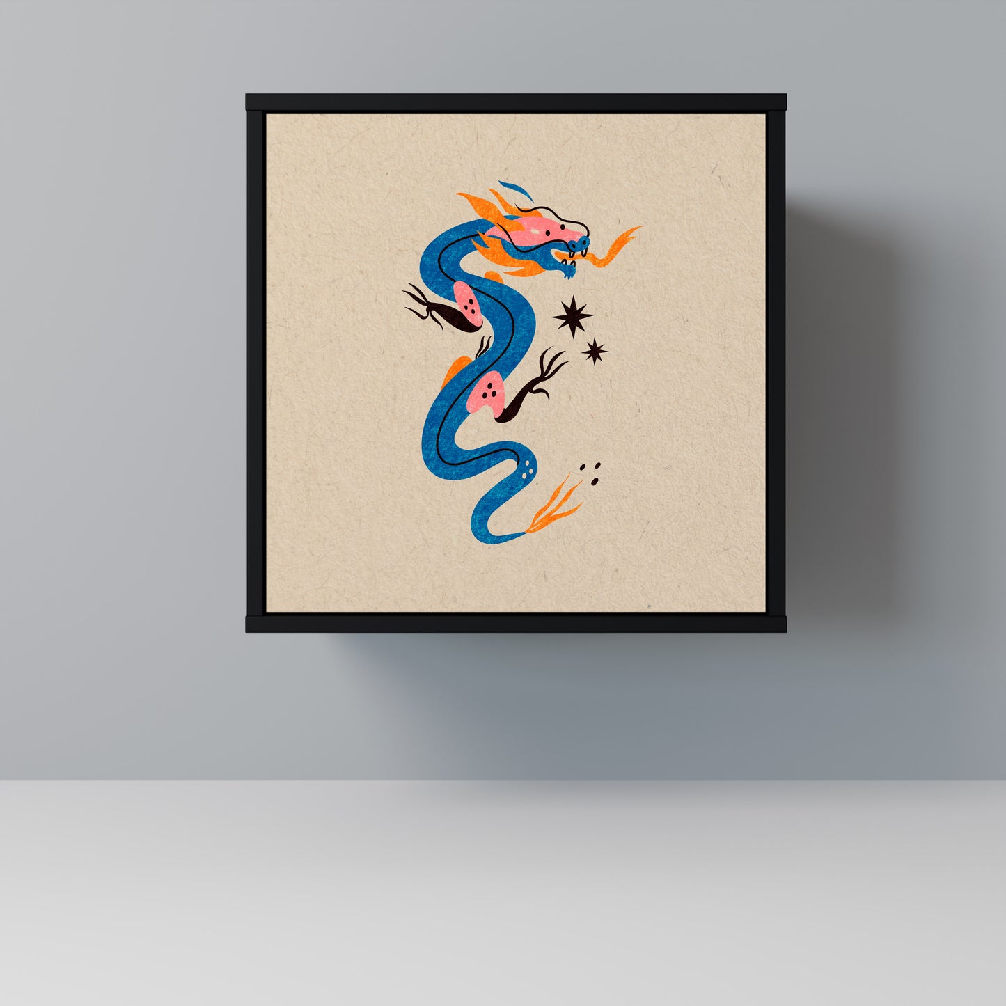 MYTHOLOGICAL CREATURES 1-Door Sideboard in Black Finish