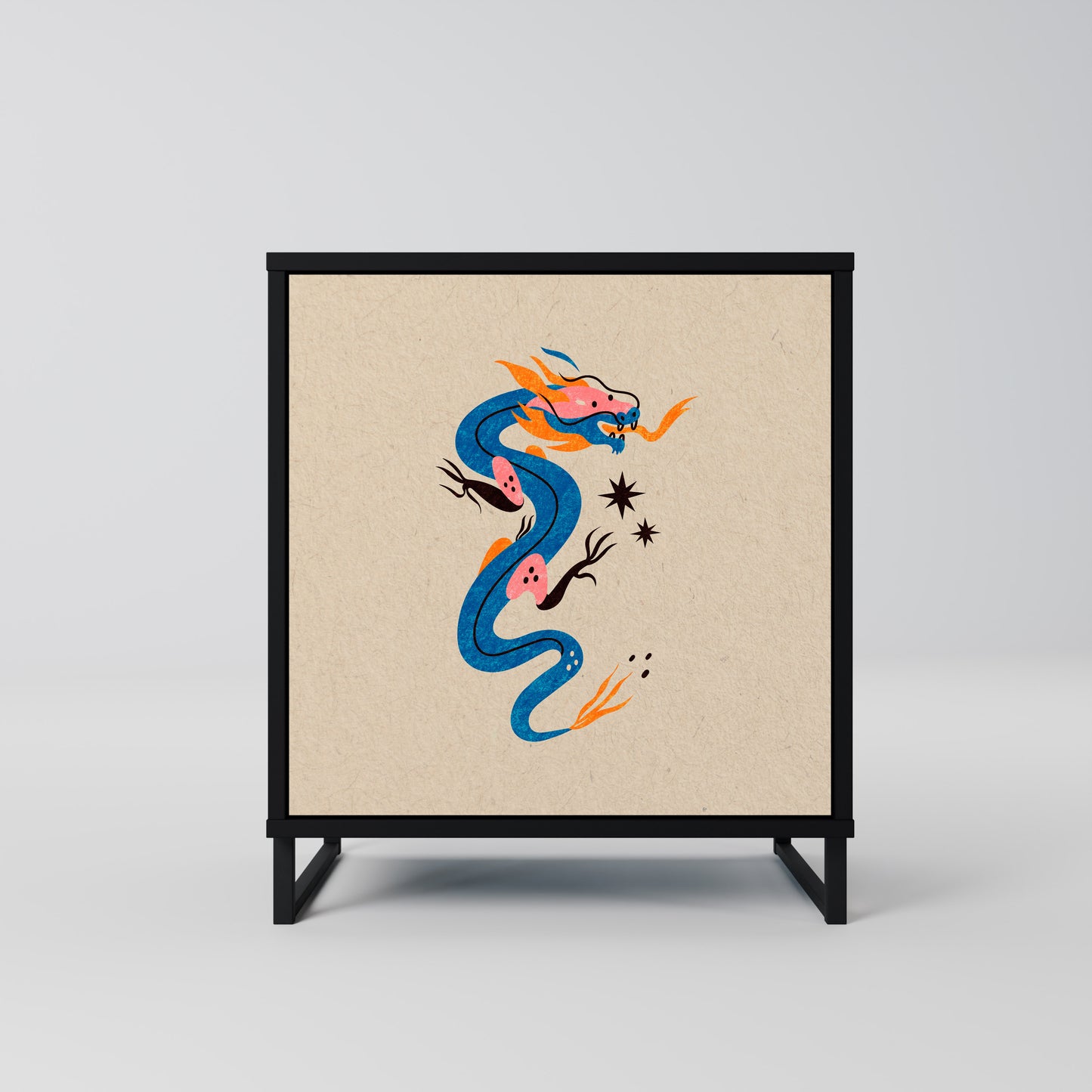 Credenza MITOLOGICA CREATURES a 1 anta con finitura nera