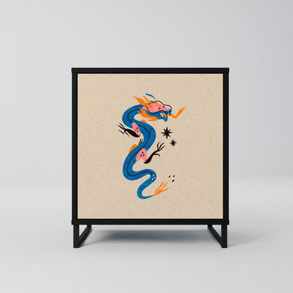 Credenza MITOLOGICA CREATURES a 1 anta con finitura nera