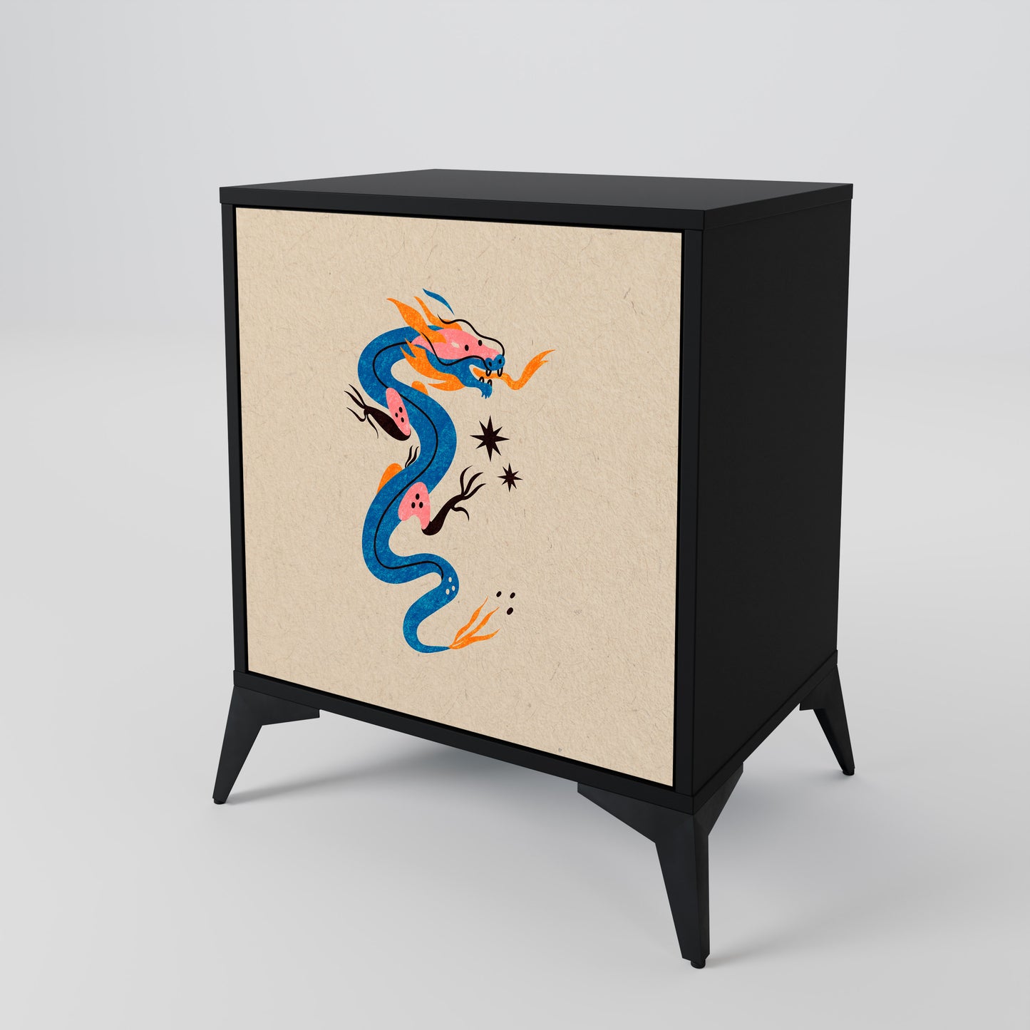 Credenza MITOLOGICA CREATURES a 1 anta con finitura nera