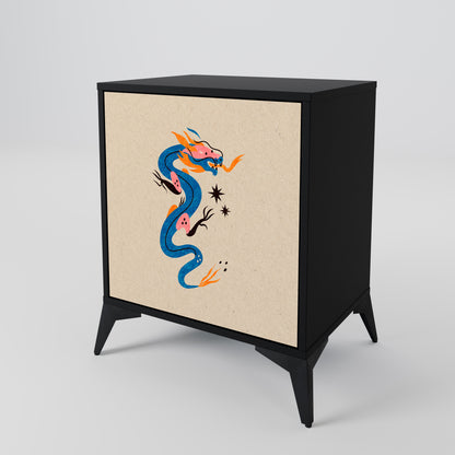 MYTHOLOGICAL CREATURES 1-Door Sideboard in Black Finish